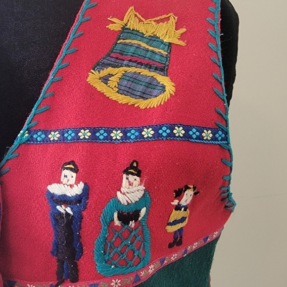 Erika Classics Vintage Ugly Christmas Embroidered Vest Size M - Picture 4 of 8